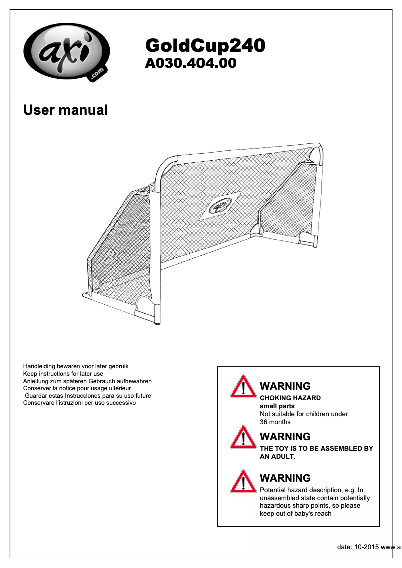 Página 1 del manual Manual de usuario AXI GoldCup240