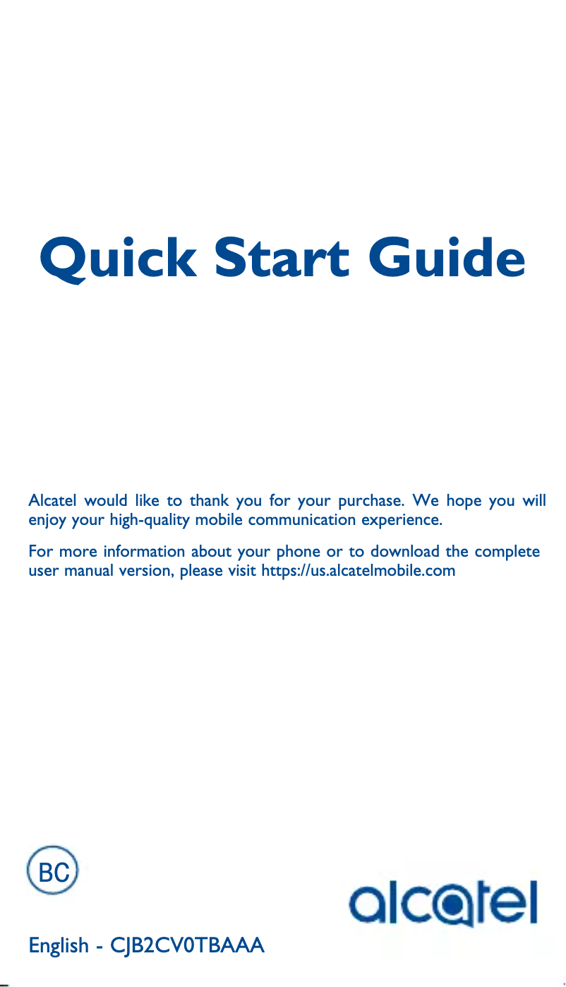 Page n°1 - Guide de démarrage rapide Alcatel 1X Evolve