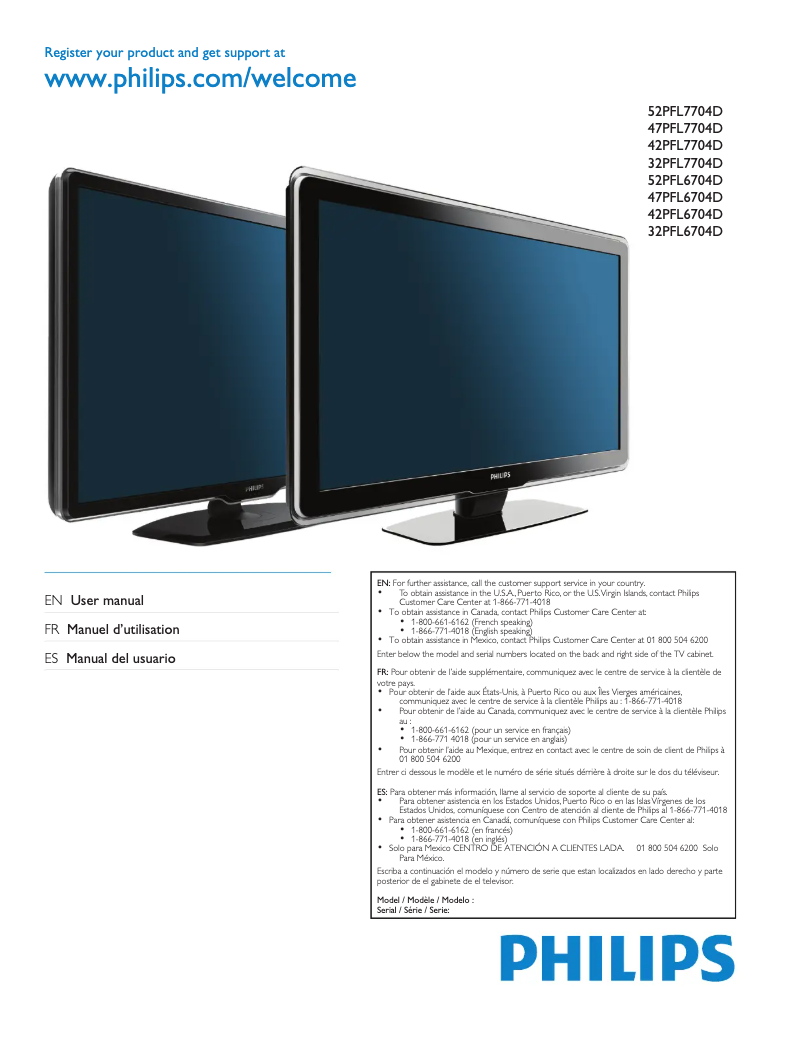 Image de la première page du manuel de l'appareil 47PFL7704D