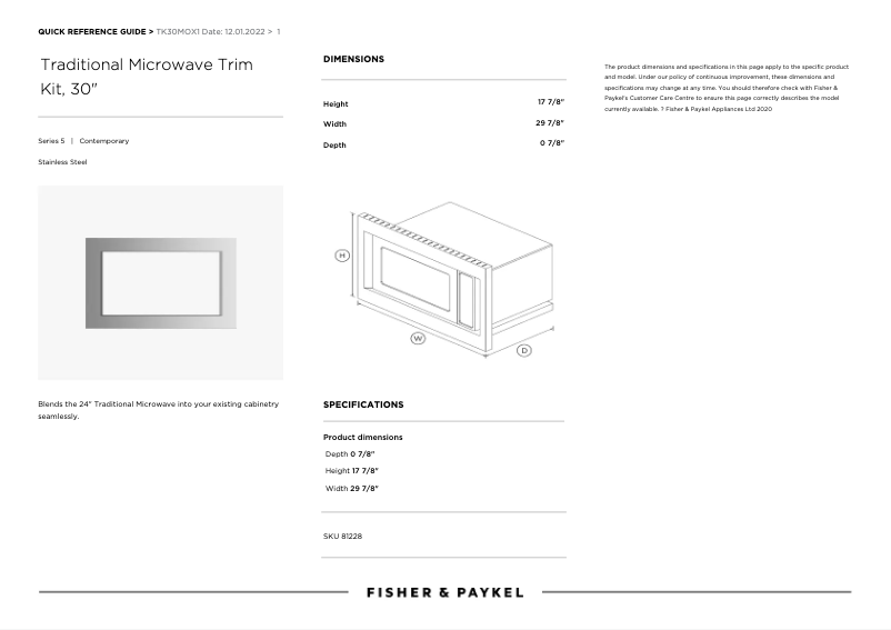 Image de la première page du manuel de l'appareil TK30MOX1