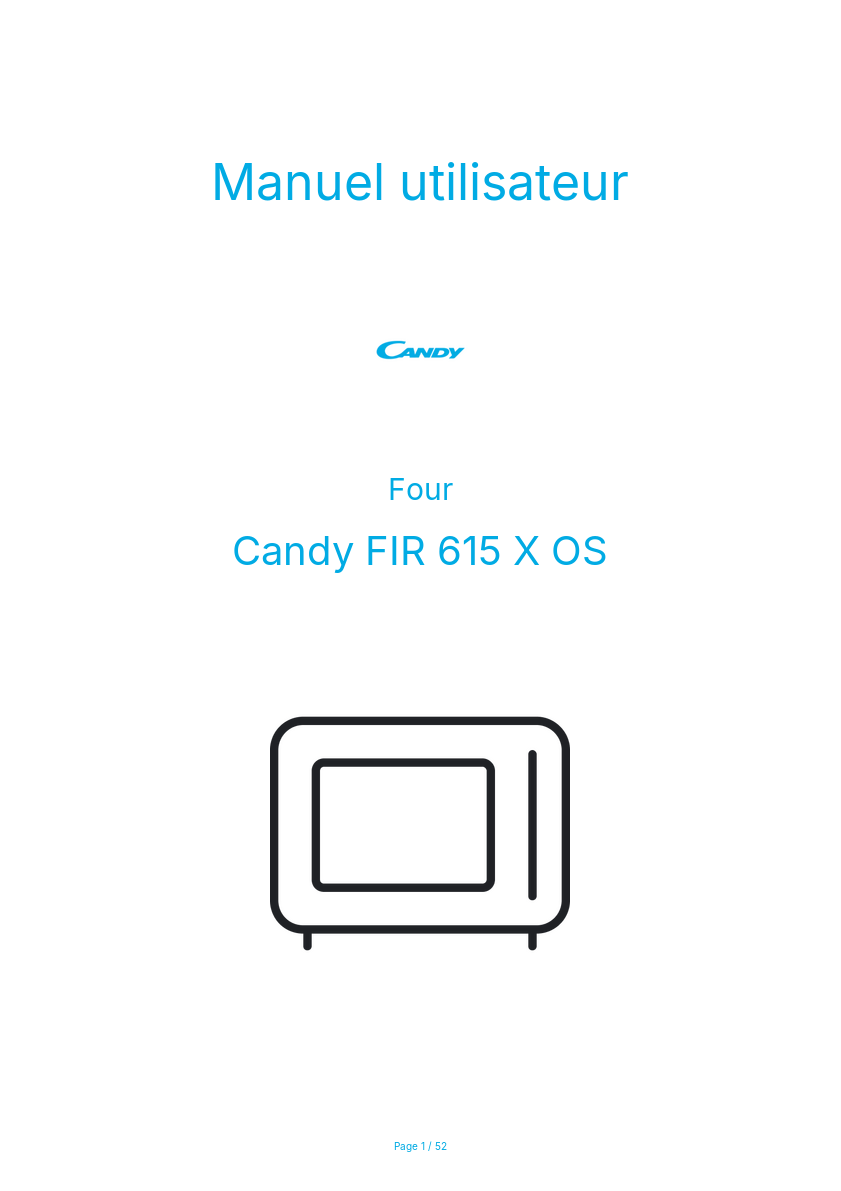 Page n°1 - Manuel utilisateur Candy FIR 615 X OS
