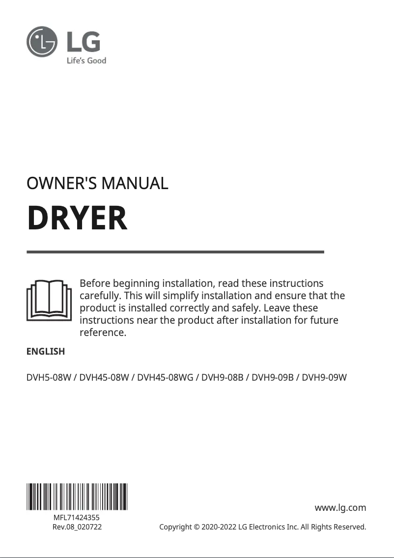 Page 1 de la notice Manuel utilisateur LG DVH9-09B
