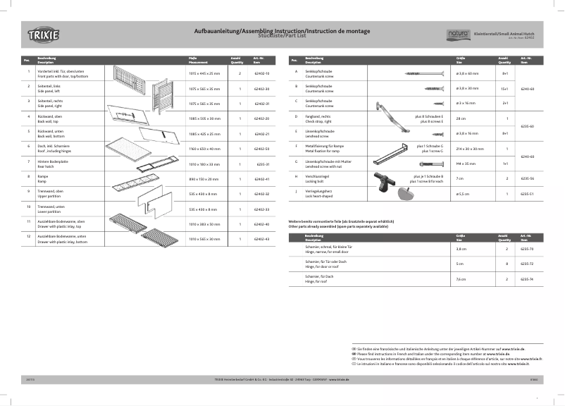 Page n°1 - Manuel utilisateur Trixie 62402