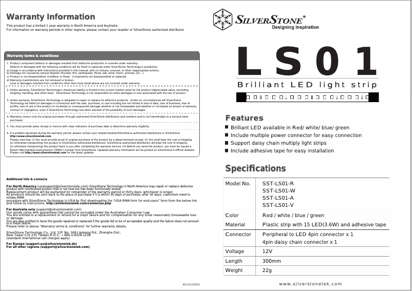 Page n°1 - Manuel utilisateur Silverstone SST-LS01