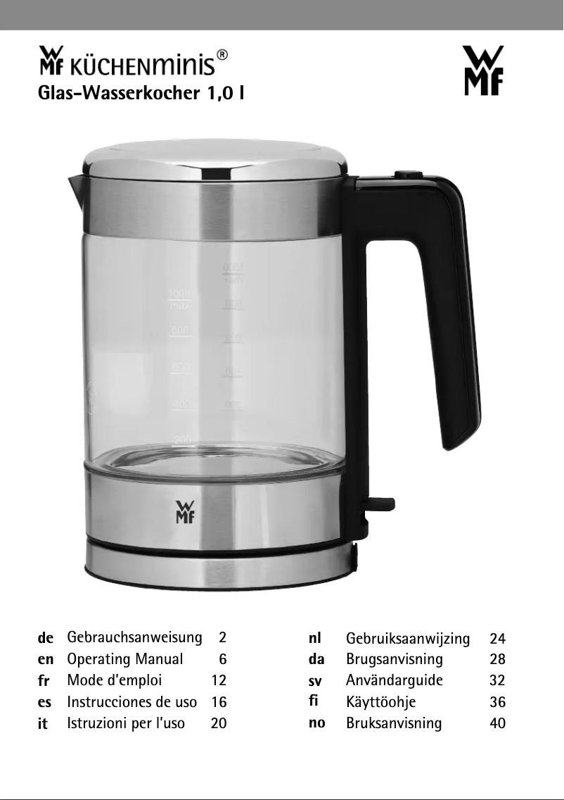 Page n°1 - Manuel utilisateur WMF KITCHENmini Glas-Wasserkocher 1,0 l