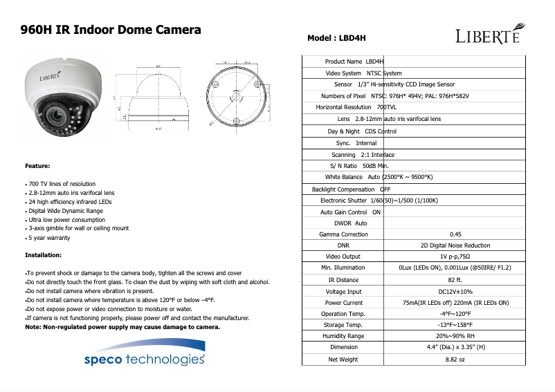 Image de la première page du manuel de l'appareil LBD4H