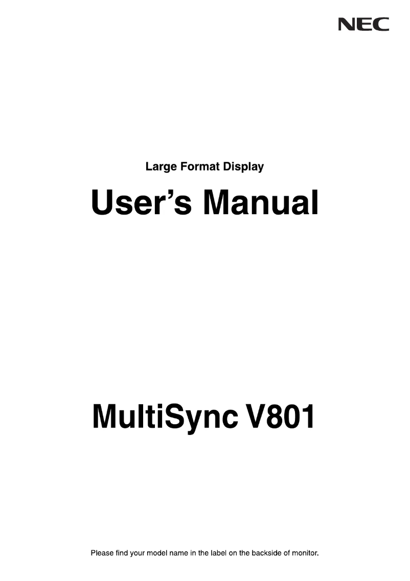 Image de la première page du manuel de l'appareil MultiSync V801
