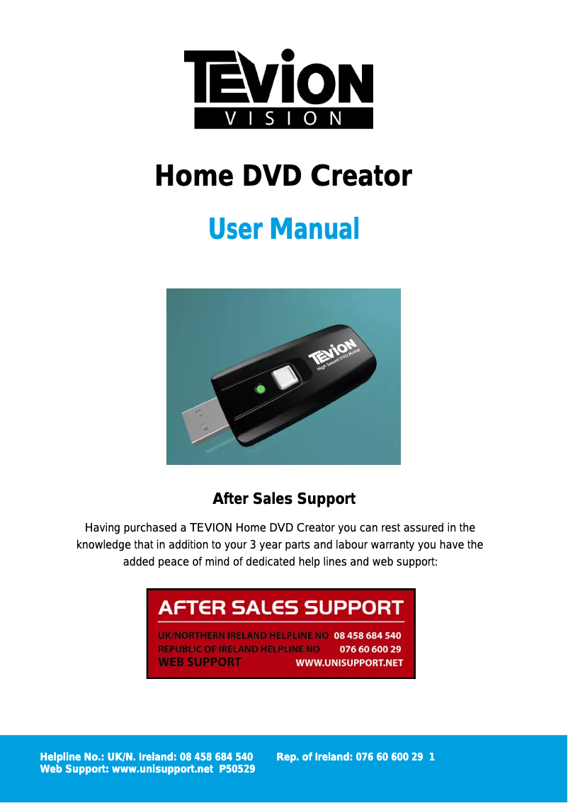 Page n°1 - Manuel utilisateur Tevion Home DVD Creator