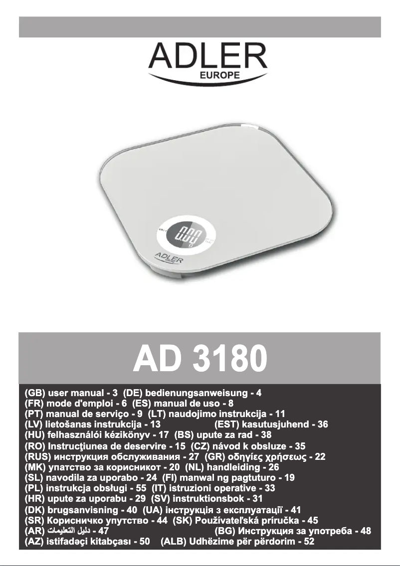 Page n°1 - Manuel utilisateur Adler AD 3180