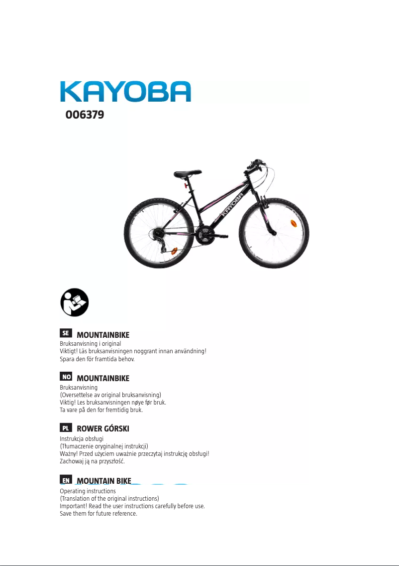 Page 1 de la notice Manuel utilisateur Kayoba 006-379