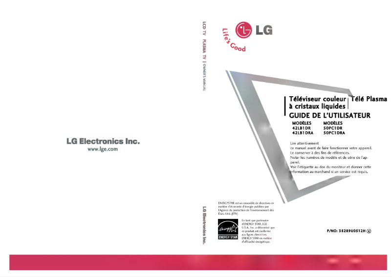 Page 1 de la notice Manuel utilisateur LG 42LB1DR