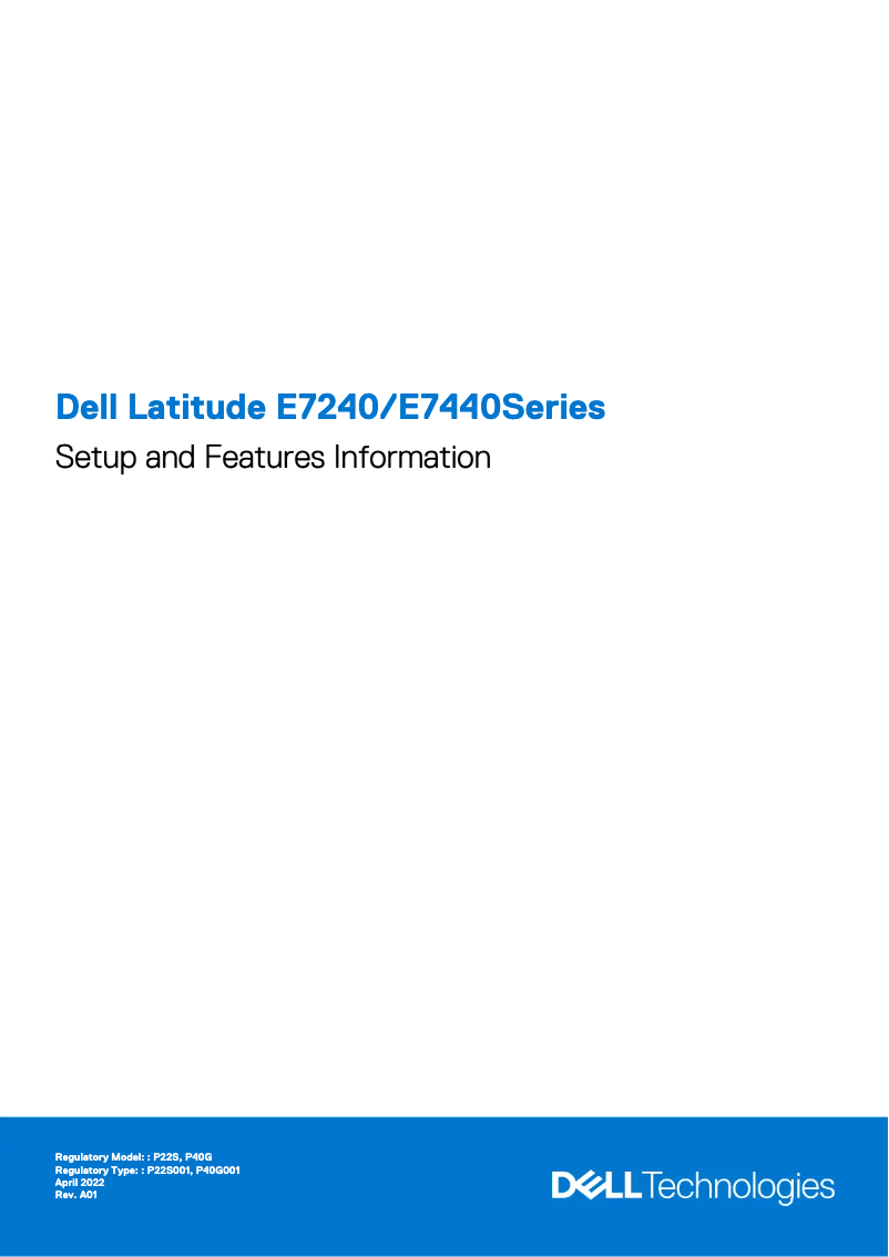 Page 1 de la notice Guide d'installation Dell Latitude E7240