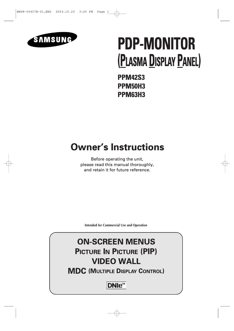 Image de la première page du manuel de l'appareil PPM63H3