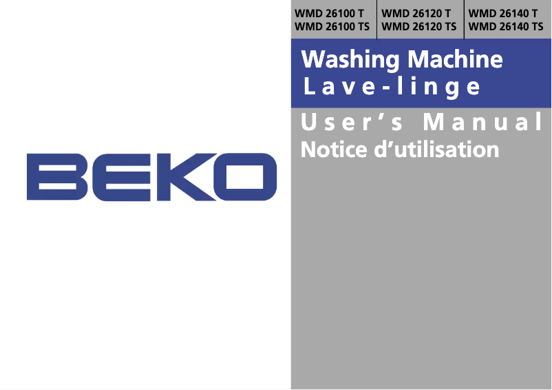 Page 1 de la notice Manuel utilisateur Beko WMD 26140
