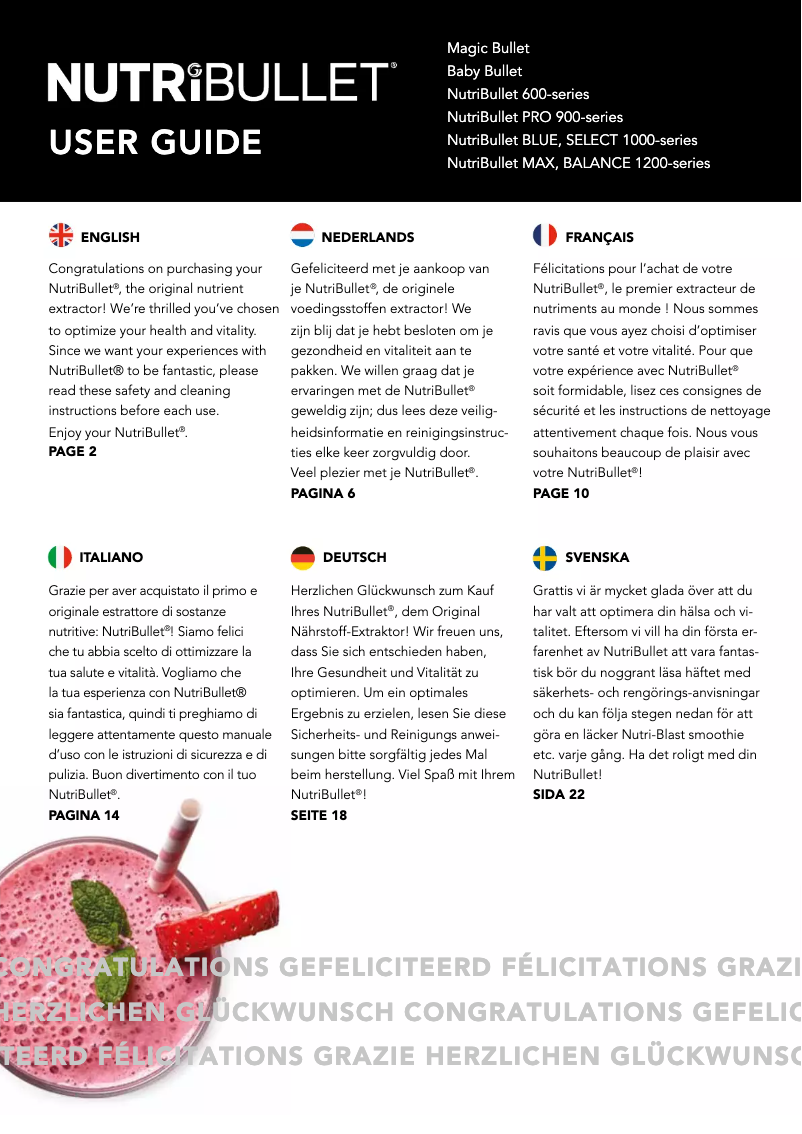 Page 1 de la notice Manuel utilisateur Magic Bullet NutriBullet