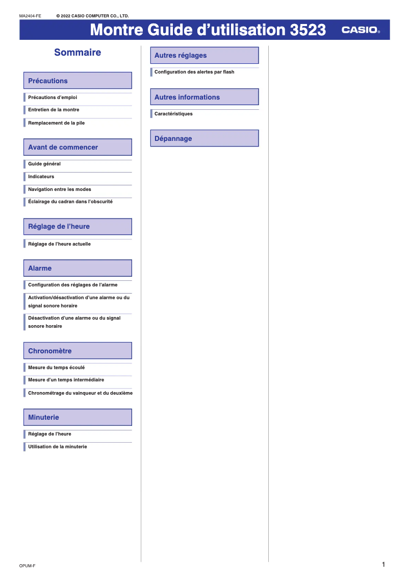 Page 1 de la notice Manuel utilisateur Casio G-Shock GMD-S6900