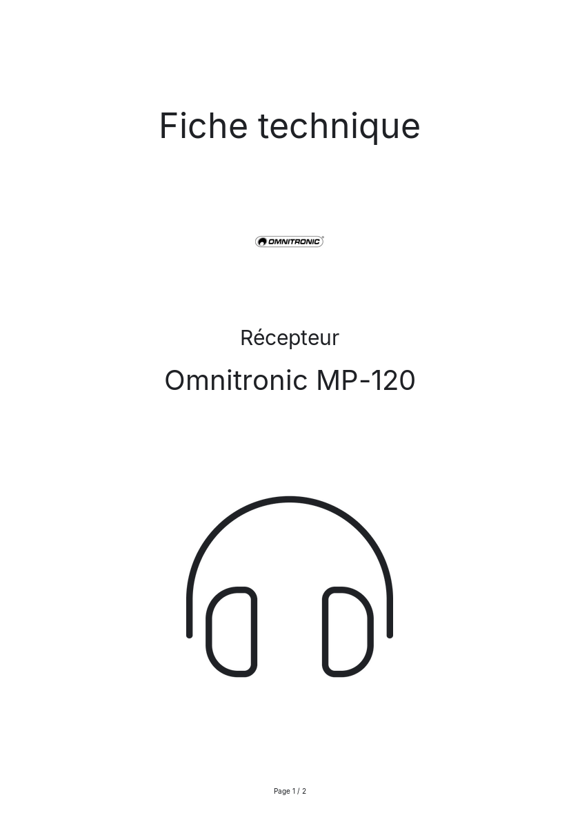 Page n°1 - Fiche technique Omnitronic MP-120