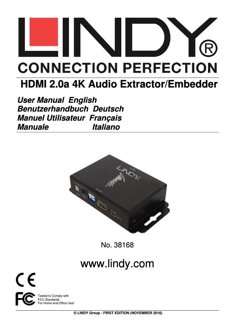 Page 1 de la notice Manuel utilisateur Lindy 38168