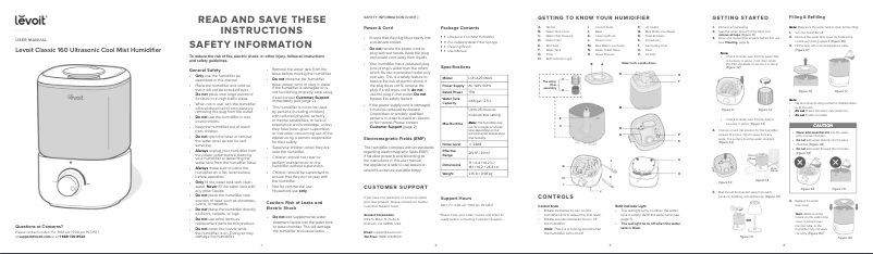 Page 1 de la notice Manuel utilisateur Levoit Classic 160 LUH-A251-WUS