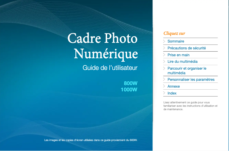 Page 1 de la notice Manuel utilisateur Samsung 800W