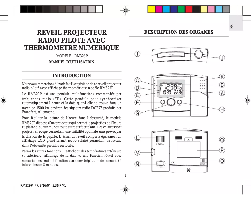 Page 1 de la notice Manuel utilisateur Oregon Scientific RM329P