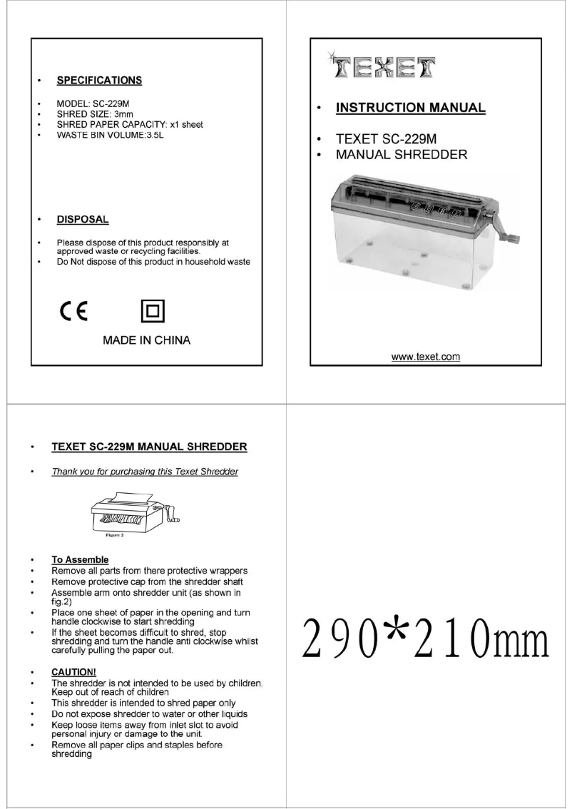 Page 1 de la notice Manuel utilisateur Texet SC-229M