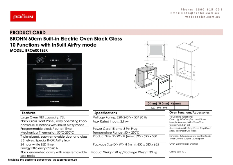 Image de la première page du manuel de l'appareil BRO6001BLK