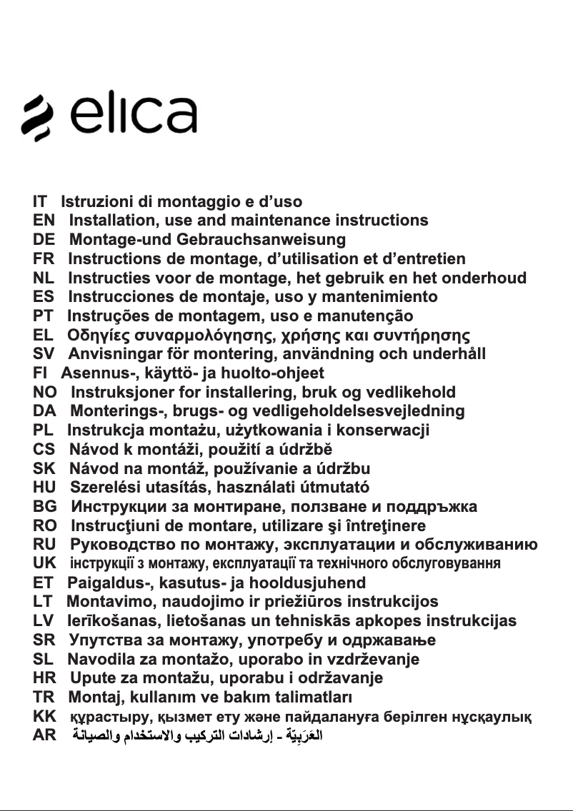 Page n°1 - Manuel utilisateur Elica Pandora PRF0120981