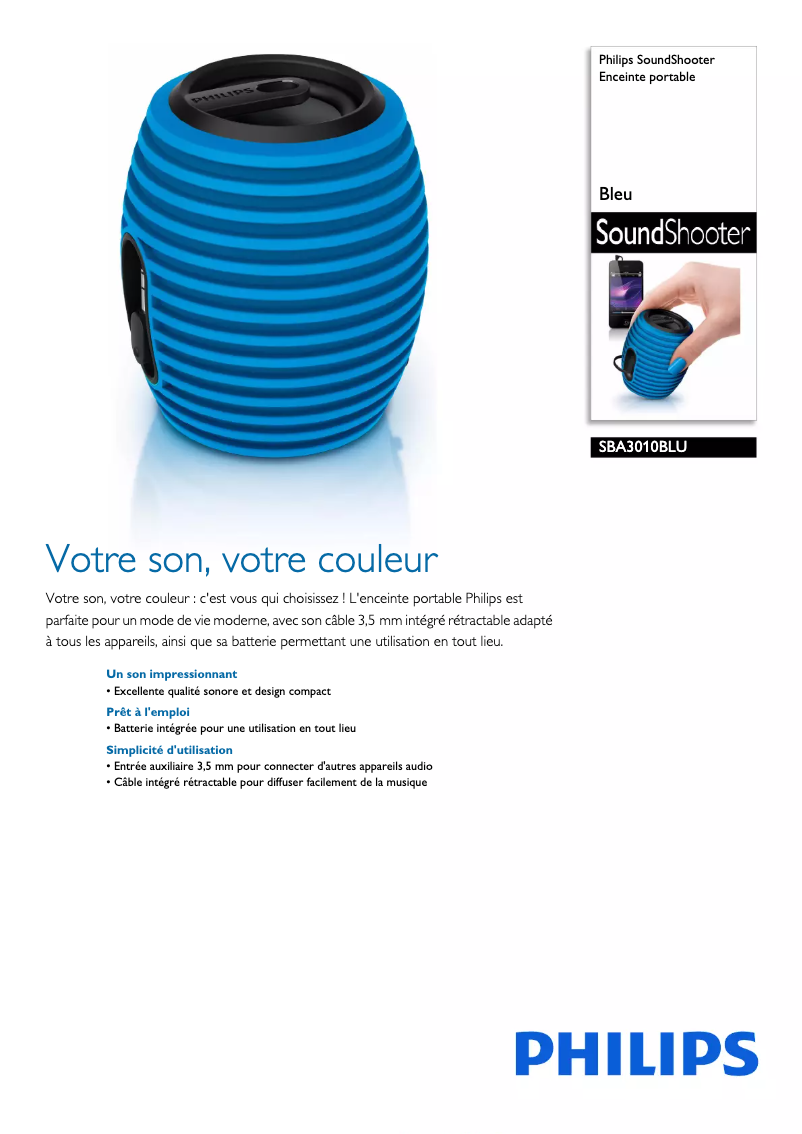 Page n°1 - Fiche technique Philips SoundShooter SBA3010