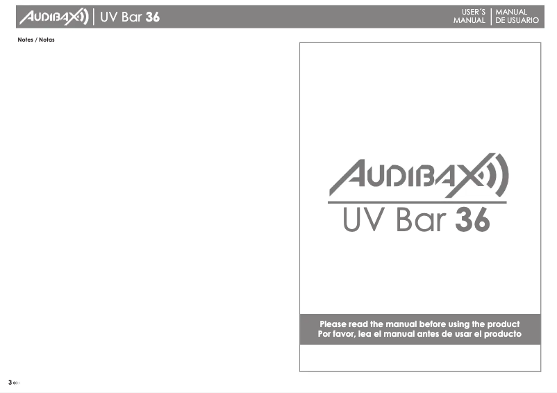 Image de la première page du manuel de l'appareil UV Bar 36