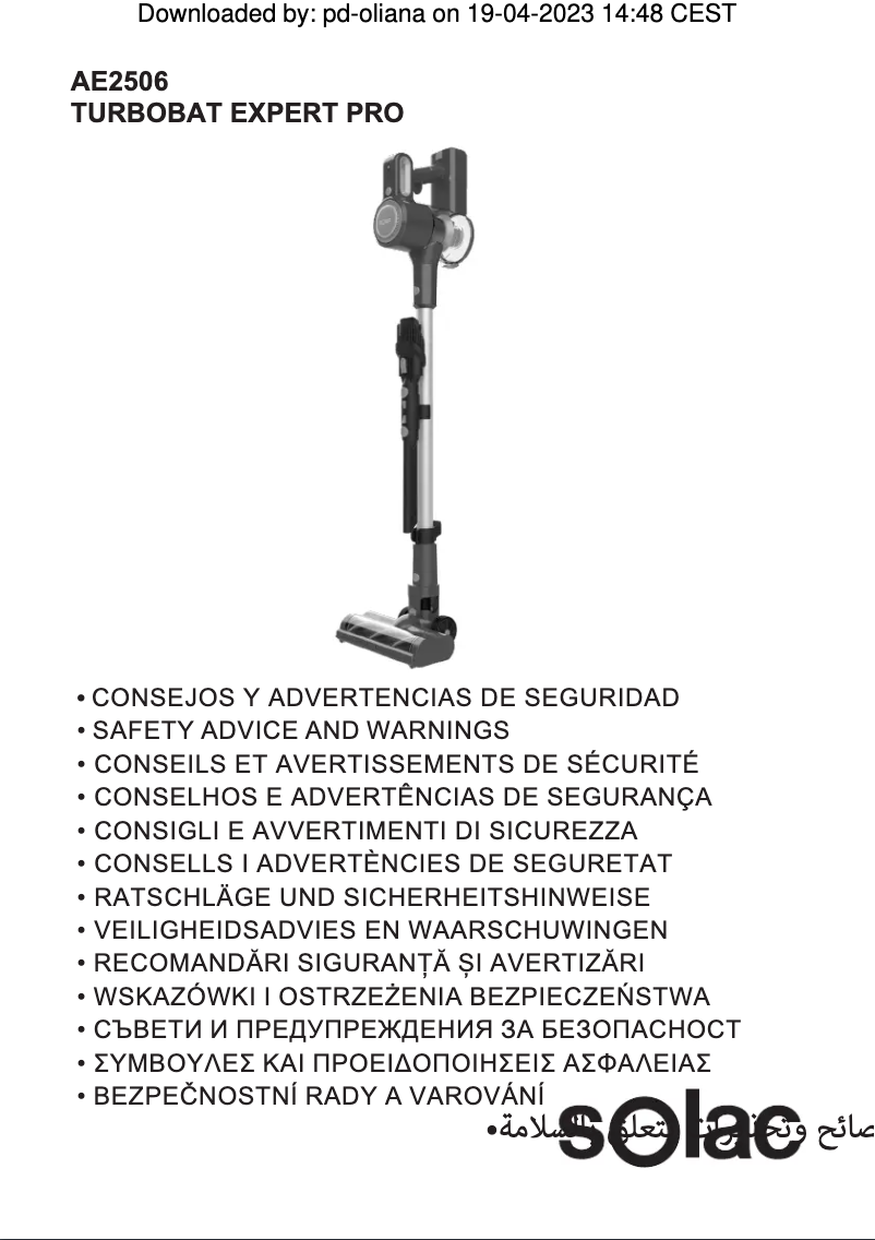 Page n°1 - Manuel utilisateur Solac Turbobat Expert Pro 22.2V AE2506