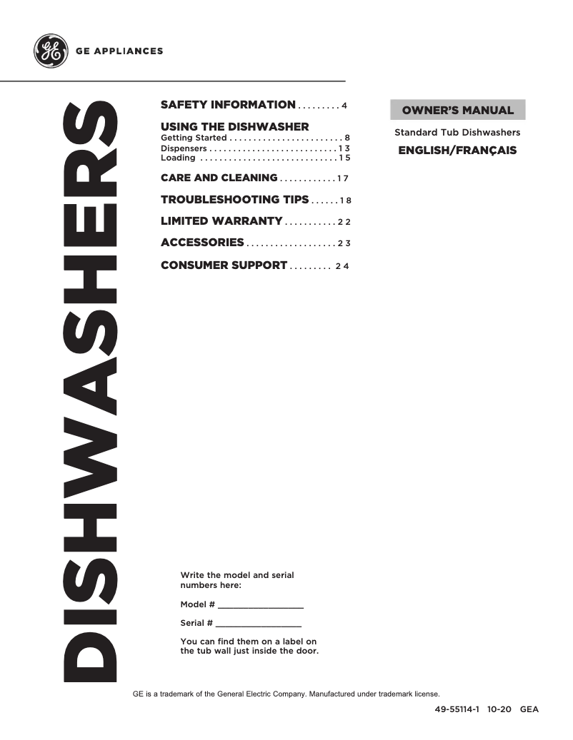 Page 1 of the manual Use and Maintenance Manual GE GSD3300KBB
