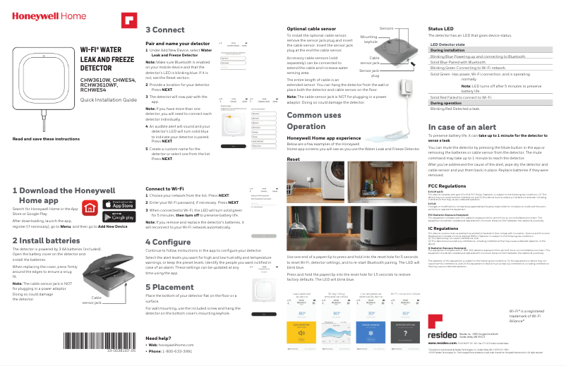 Page n°1 - Manuel utilisateur Honeywell RCHWES4