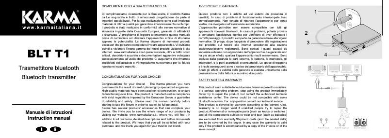 Page 1 de la notice Manuel utilisateur Karma BLT T1