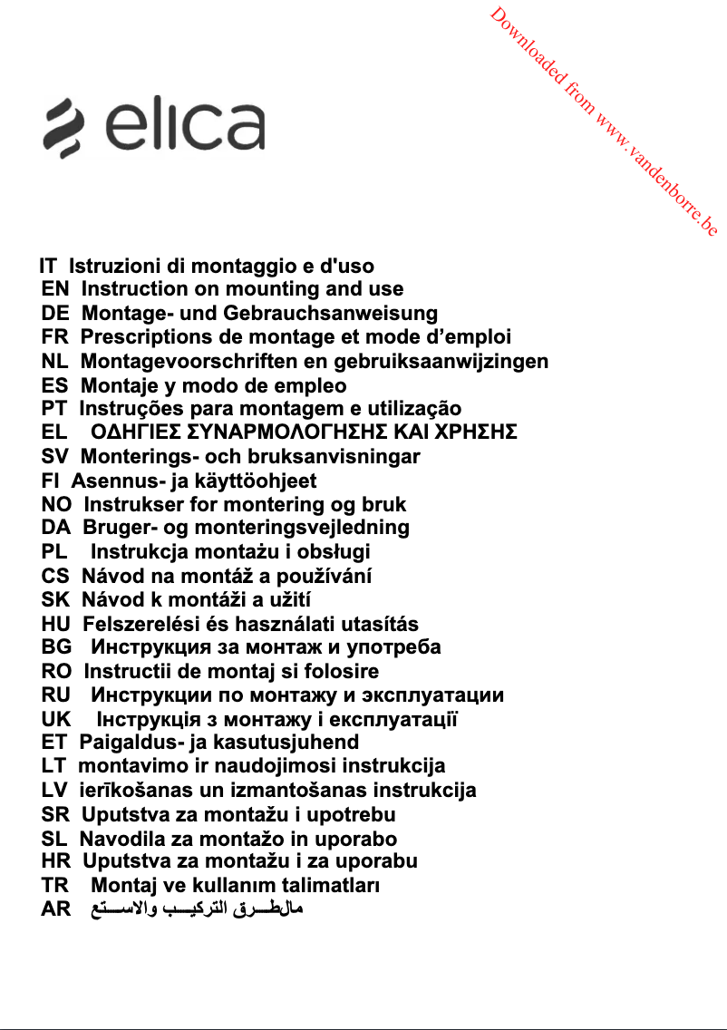 Page 1 de la notice Manuel utilisateur Elica Chrome 85