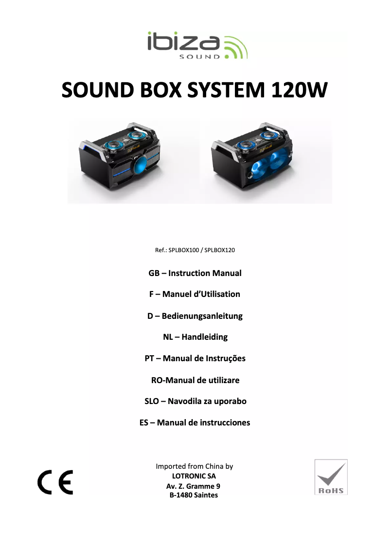 Page n°1 - Manuel utilisateur Ibiza Sound SPLBOX100