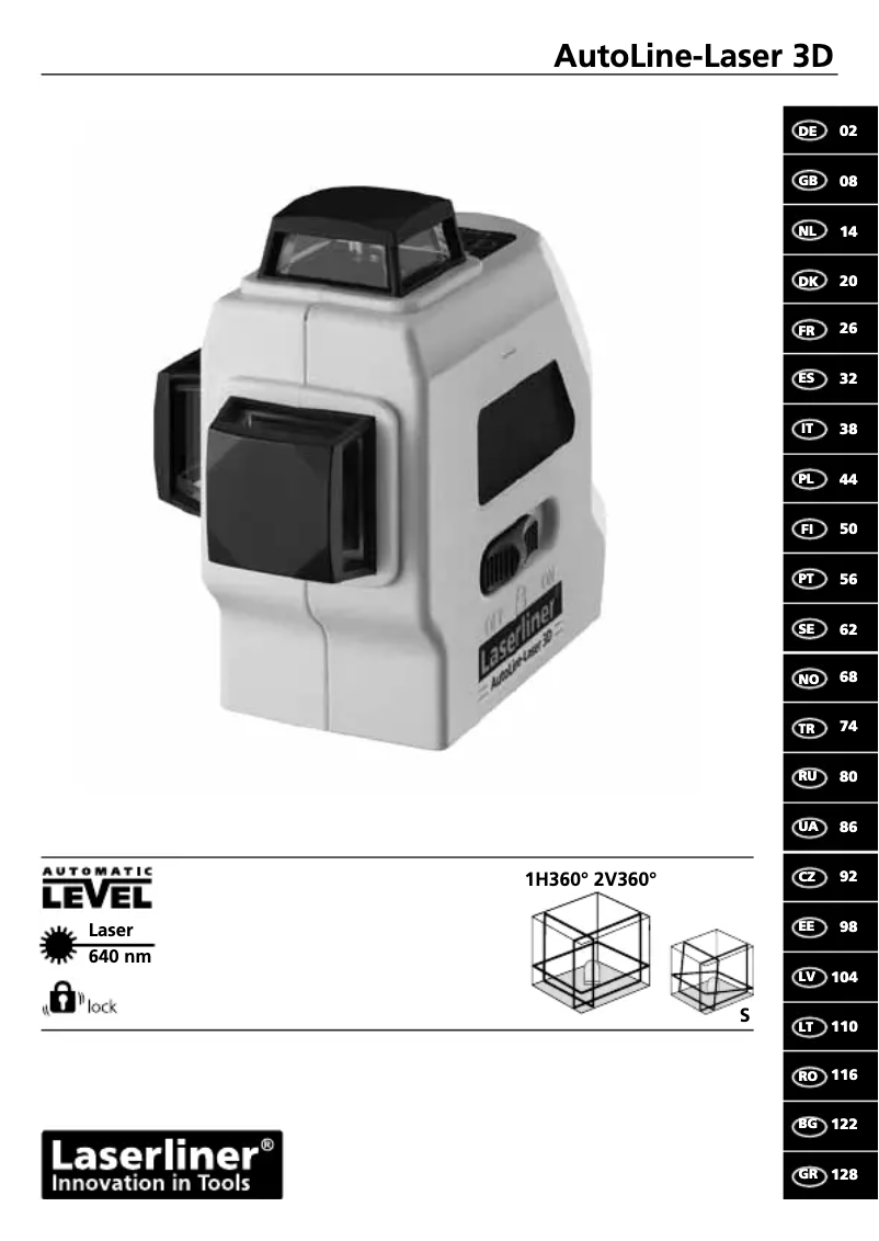 Image de la première page du manuel de l'appareil AutoLine-Laser 3D Set 300