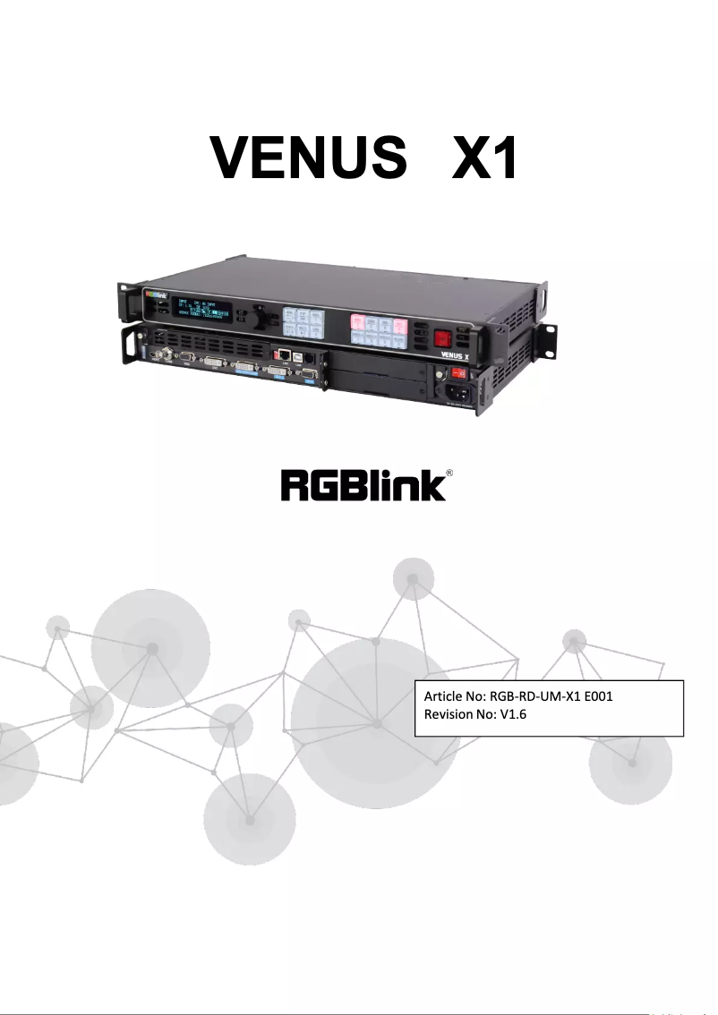 Page n°1 - Manuel utilisateur RGBlink VENUS X1