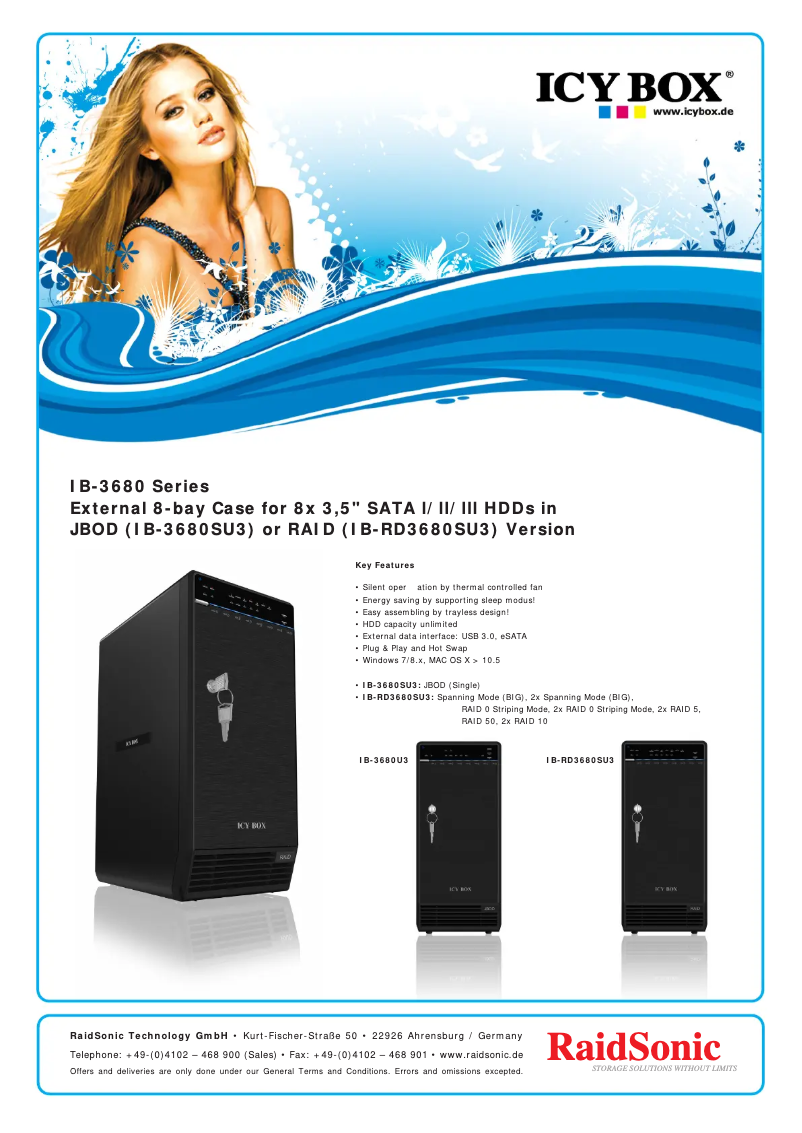 Page 1 de la notice Fiche technique Icy Box IB-RD3680SU3