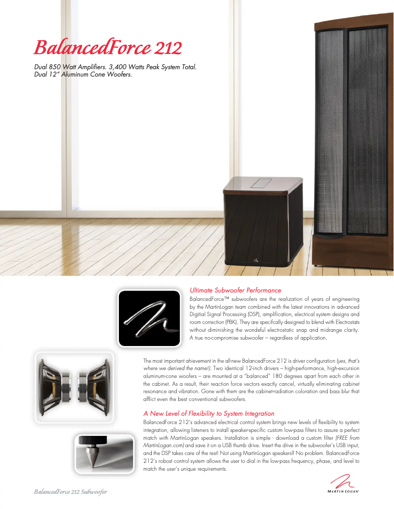 Page n°1 - Fiche technique Martin Logan BalancedForce 212