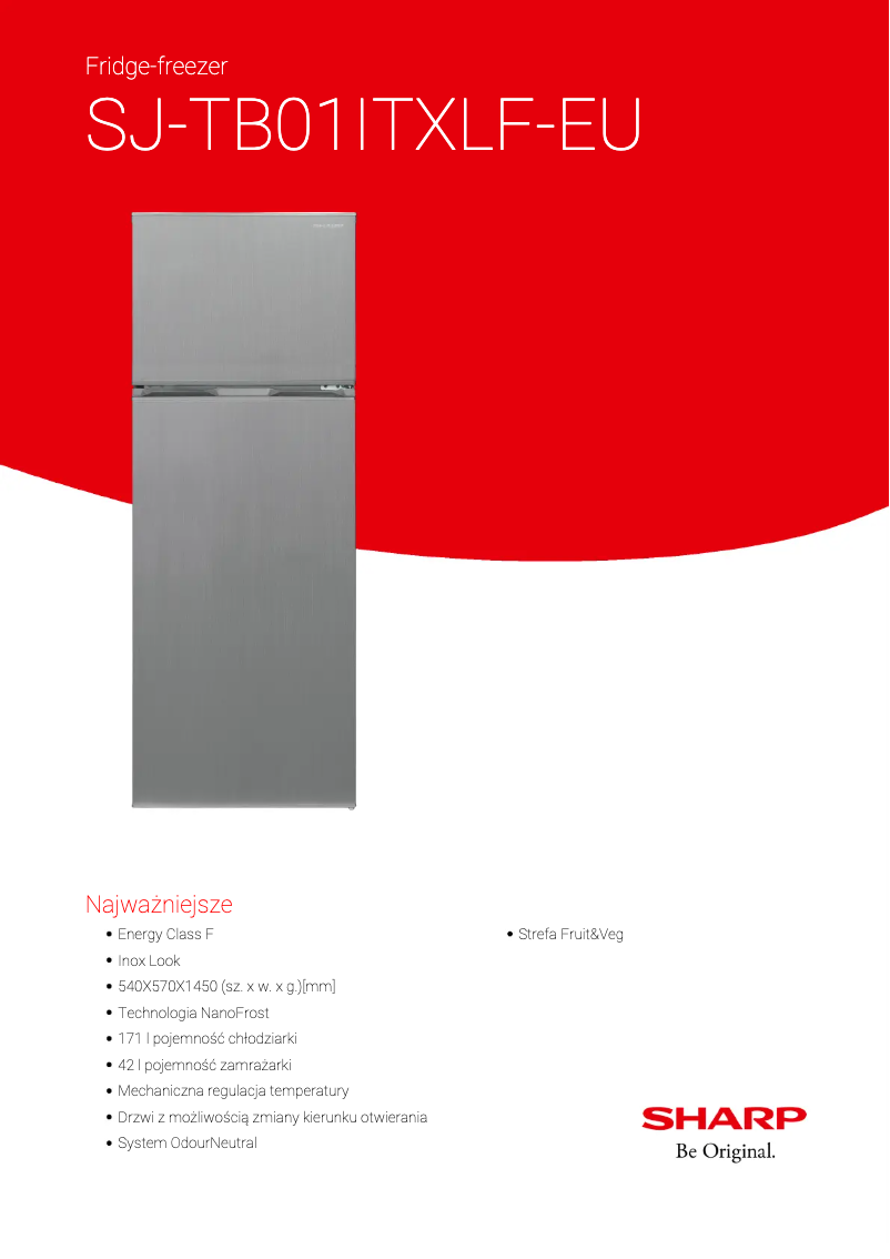 Page n°1 - Fiche technique Sharp SJ-TB01ITXLF-EU