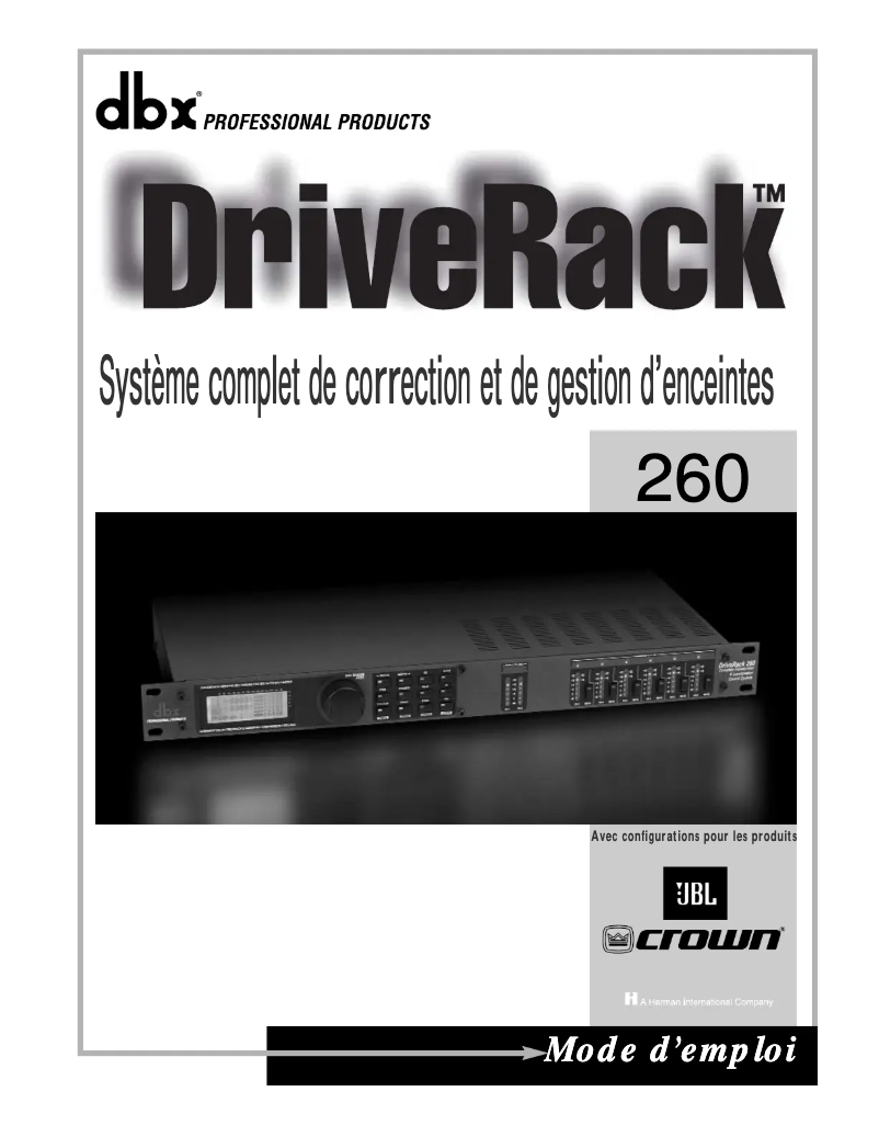 Page n°1 - Manuel utilisateur DBX DriveRack 260