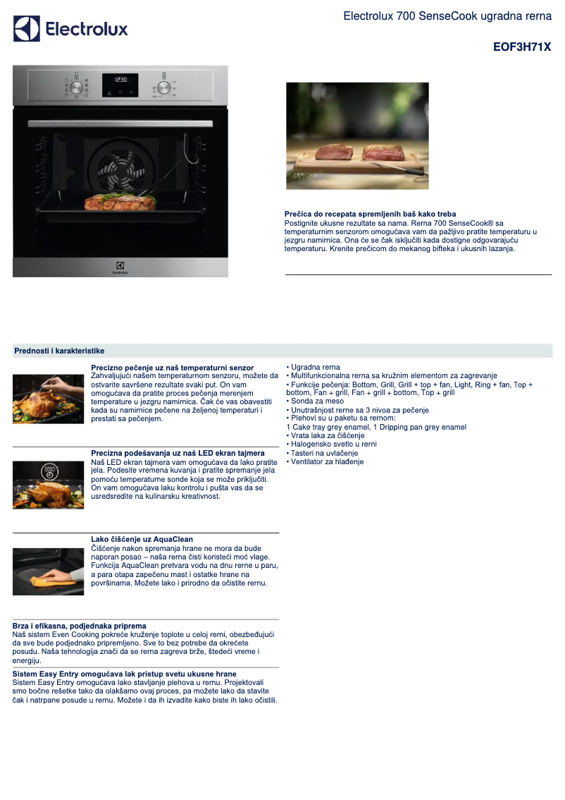 Page n°1 - Fiche technique Electrolux EOF3H71X