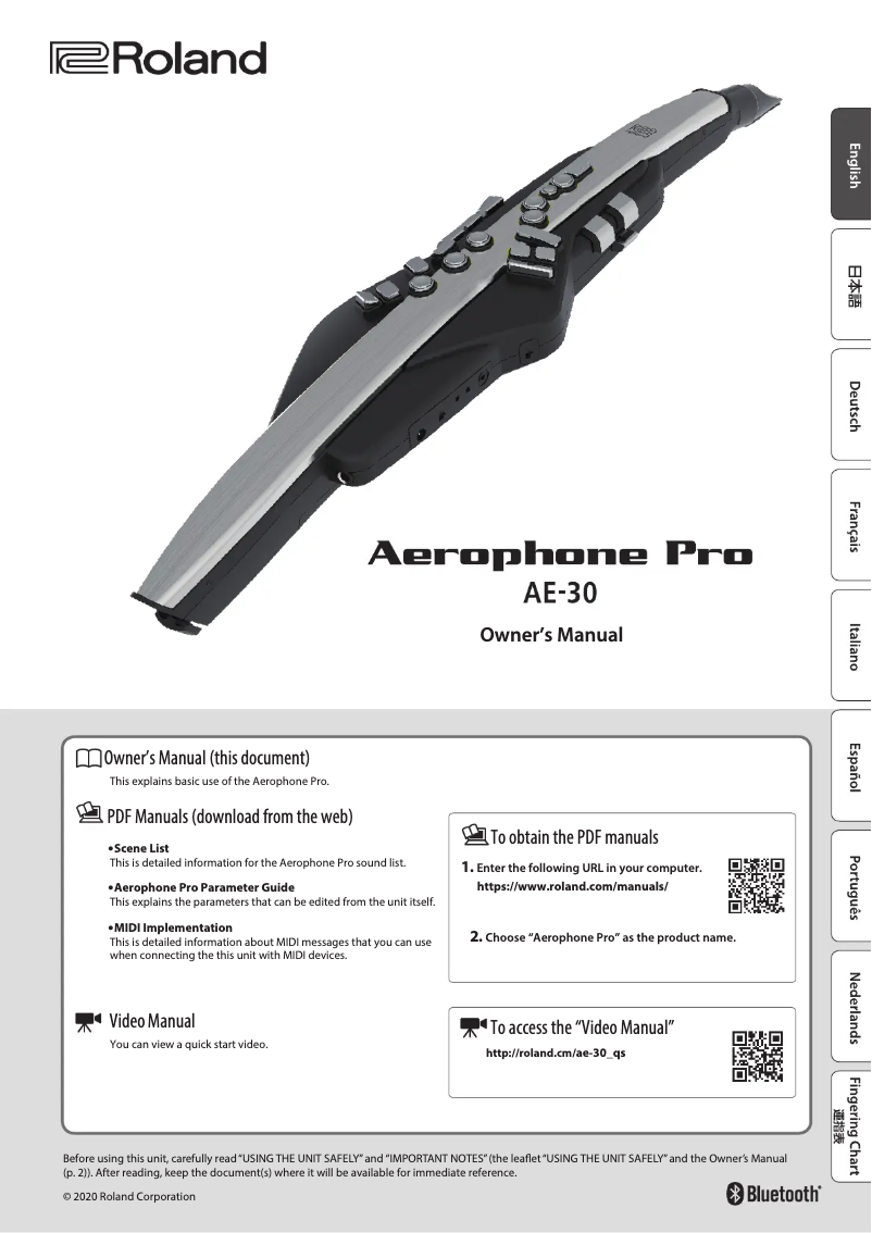 Image de la première page du manuel de l'appareil Aerophone Pro AE-30