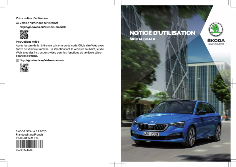 Page 1 de la notice Manuel utilisateur Skoda Scala (2020)