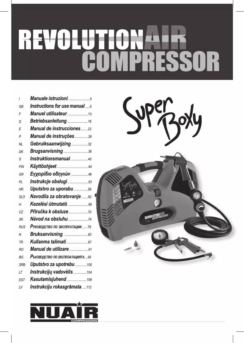 Image de la première page du manuel de l'appareil Revolution Air Compressor W8215240
