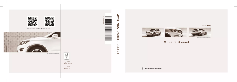 Page n°1 - Manuel utilisateur Lincoln MKC (2015)