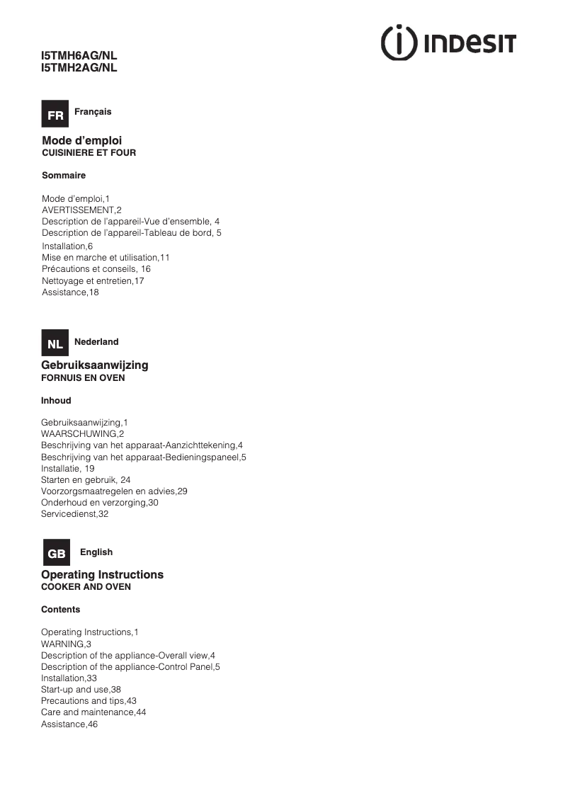 Image de la première page du manuel de l'appareil I5TMH2AG(W)/NL