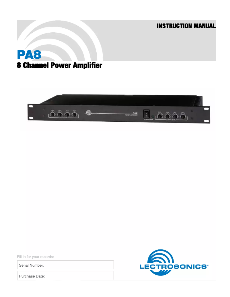 Image de la première page du manuel de l'appareil PA8
