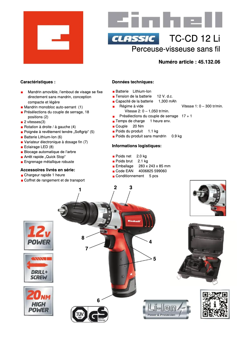 Image de la première page du manuel de l'appareil TC-CD 12 Li